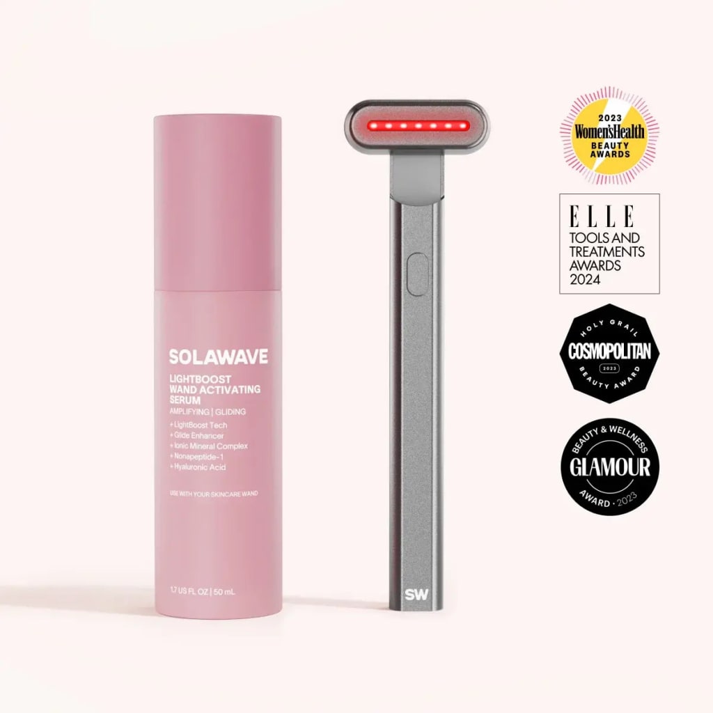 Revella™ 4‑in‑1 Red Light Therapy Wand + Activating Serum (Anti‑Aging, Skin Tightening, Collagen Boosting)